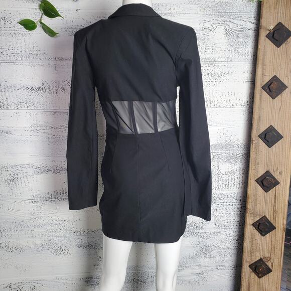 Michael Costello x REVOLVE Black Mesh Panel Blazer Sz S Dress NWT Cocktail - Picture 11 of 12